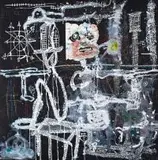 Thierry Oussou, Trace XI, mixed media on paper