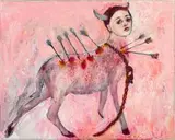 Penny Siopis, Slings and Arrows, oil, ink and glue on canvas