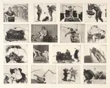 William Kentridge, 16 Domestic Scenes, etching with soft ground and aquatint