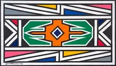 Ndebele Patterns by Esther Mahlangu, acrylic on canvas, sold Feb 2019