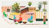 Oranges by Sam Nhlengethwa, colour lithograph, sold May 2018