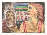 David Koloane, Mirror, colour lithograph