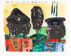 Generals Crying by Robert Hodgins, hand-coloured lithograph, sold May 2018