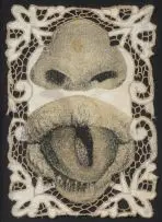 Pierced Raspberry by Steven Cohen, lithograph on cutwork embroidery, offered May 2018