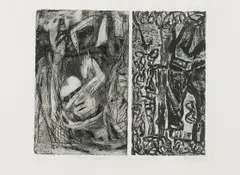 Nhlanhla Xaba, Negotiated Settlment (sic), etching and aquatint