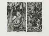 Nhlanhla Xaba, Negotiated Settlment (sic), etching and aquatint