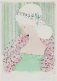 Pieter van der Westhuizen, Portrait of a Woman, hand coloured etching