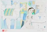 Pieter van der Westhuizen, Artist and Model, hand coloured etching