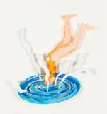 David Gerstein, Splash, hand painted on heavy cotton paper cutout