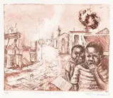 Johannes Phokela, Children of Streets, etching