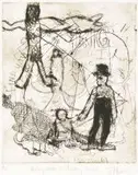 Johannes Phokela, Baby Seat and Dirty Wall, etching