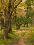 Allerley Glossop, Forest Glade, oil on board