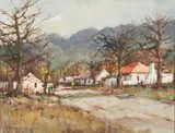 Christiaan Nice, Winter Street, oil on board