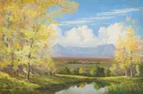 Vera Volschenk, Landscape with Autumn Trees, oil on canvas