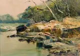 River Bank by Christopher Tugwell, oil on board, sold May 2018