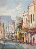 Christiaan Nice, Cape Town Street Scene, oil on board