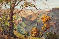 Gorge View by Nils Andersen, oil on canvas laid down on board, offered May 2018