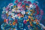 Gerhard Batha, Flowers in a Glass Vase, oil on canvas