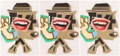 Asha Zero, Portrait of Zoltron X (triptych), acrylic on board