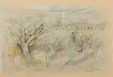 Landscape with Kudu by Gordon Vorster, pencil and pastel on paper, sold May 2018