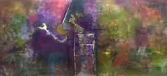 Nkosinathi Ngulube, Fiddler on a Chair, oil on paper
