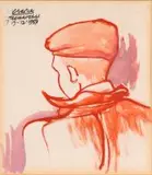 Peter Clarke, Dicky with Beret, watercolour on paper