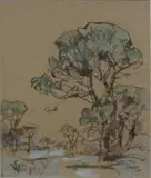 Cape Pines by Gregoire Boonzaier, watercolour on paper, sold May 2018