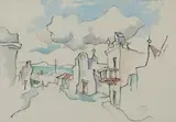 Street with Table Bay, D. Six by Gregoire Boonzaier, watercolour and charcoal on paper, sold May 2018