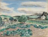 Peter Clarke, Vegetable Garden with Lemon Trees, Teslaarsdal, watercolour on paper
