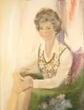 Fleur Ferri, Portrait of Beulah Levinson, mixed media on card