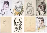 Carl Büchner, Six Portraits of Boys, six, mixed media on paper