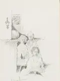 Alexander Rose-Innes, Pencil drawing, three figures (study), pencil on paper