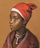 Constance Helen Greaves, Portrait of a Woman, watercolour on card
