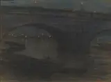 Hugo Naude, A Bridge by Night, pastel on paper