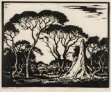 Miershoop (Termite Mound), SWA (Niland 115) by Jacobus Hendrik Pierneef, linocut, sold Nov 2018