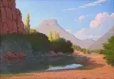 Shadowed Pool and Krantz, Graaff-Reinet by Jan Ernst Abraham Volschenk, oil on canvas, sold Nov 2018
