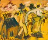 Men Carrying a Goose by Frans Claerhout, oil on board, sold Nov 2018
