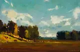 Adriaan Boshoff, Landscape with Cattle, oil on board