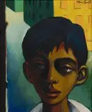 Boy in Street by Johannes Meintjes, oil on board, sold Nov 2018