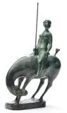 Olivia Musgrave, Horse and Rider, bronze with green patina