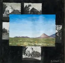 Landscape and Miniatures of Buildings by Simon Stone, mixed media on metal, offered Nov 2018