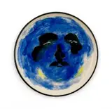 Robert Hodgins, Portrait of Miss M West, painted and glazed ceramic plate