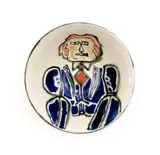 Robert Hodgins, The Blue Suit, painted and glazed ceramic bowl