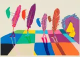 The Invention of Walking Feathers by Walter Battiss, colour screenprint, sold Nov 2018