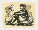 Seated Figure by William Kentridge, colour lithograph, sold Nov 2018