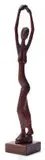 Michael Gagashe Zondi, Stretching Woman, carved wood on wooden base