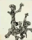 Men by Nathaniel Ntwayakgosi Mokgosi, pen and ink on paper, sold Nov 2018