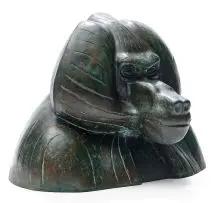 Elsa Hermine Dziomba, Bust of a Baboon, bronze with green patina