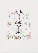 Ernest Mancoba, Woman, colour lithograph