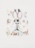 Ernest Mancoba, Woman, colour lithograph